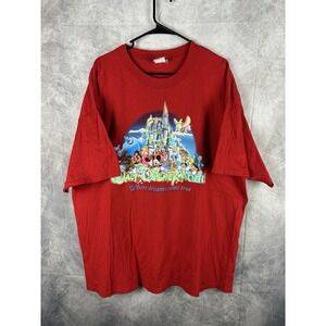 Disney Walt Disney World Shirt Mens 2XL XXL Red Castle Characters Graphic Tee